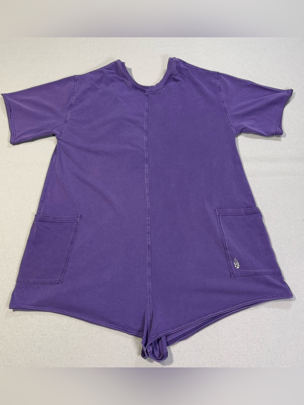Free People FP Movement Hot Shot Reversible Tee Romper Burgundy Size S Pockets